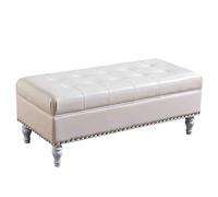 Zapatero moderno de piel blanca con amplio almacenamiento, elegante banco rectangular para sala de estar, dormitorio, entrada, gran espacio de almacenamiento, 120 x 48 x 41 cm