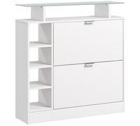 HOMCOM Zapatero con Cajones Abatibles Estantes Ajustables 89x25x92 cm Blanco