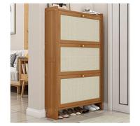 Zapatero moderno y delgado de madera con puertas, zapatos independientes para almacenamiento oculto, elegante zapatero para entrada y pasillo para soluciones de ahorro de espacio