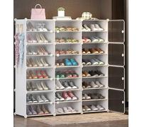 Zapatero modular con puertas, organizador portátil grande para tenis y todo tipo de zapatos, ideal para armario, pasillo, dormitorio y entrada, diseño de plástico duradero