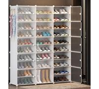 Zapatero modular con puertas, portátil, contenedor de almacenamiento grande para todo tipo de zapatos, ideal para armario, pasillo, dormitorio, entrada, 126 x
