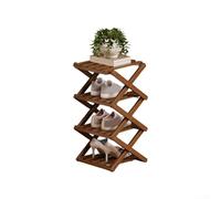 Zapatero modular de madera con componentes entrelazados para una rápida reconfiguración entre 2 y 9 niveles de almacenamiento (4 capas marrón)