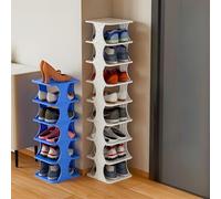 Zapatero modular estrecho de 8 capas, almacenamiento versátil para entrada, dormitorio, sala de estar, cocina y espacio para niños, elegante zapatero apilable