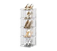 Zapatero modular para almacenamiento de zapatos, abierto, apilable, para entrada, sala de estar, dormitorio, ahorro de espacio (blanco)