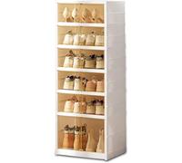 Zapatero Modular Plegable con Puerta Transparente, Armario para Zapatos. Caja de Zapatos Apilable Transparente. Organizador de Calzado Sin Instalación Resistente al Polvo. (6 Modulos -12 Pares)