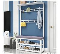 Zapatero multifuncional con banco y perchero, mueble de entrada de 100 cm con estante para zapatos de 2 niveles para pasillo, sala de estar, elegante solución de almacenamiento