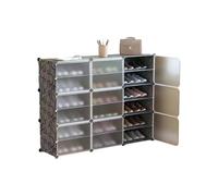 Zapatero multifuncional, estantes de plástico negro con puertas transparentes, zapatero portátil para entrada, dormitorio y pasillo (1 x 6)