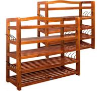 Zapatero multifuncional set de 2 madera de acacia 82x95x26cm