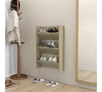 Zapatero Mural, Material Derivado de la Madera, Diseño Sencillo, 3 Estantes Ajustables, Zapatero Pared, Zapateros Colgante, Shoe Rack, Ideal para Entrada y Dormitorio, Color Roble Sonoma, 60x18x90 cm