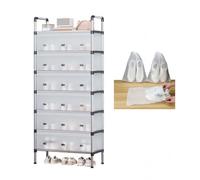 Zapatero Organizador con Puerta De Plástico, Estante Zapateros De 4/5/6/7 Niveles De Gran Capacidad, Estantería De Zapatos Metalico con Cubrezapatos, Estante Zapatera(White,121 cm/47.64 in(6-Tier))