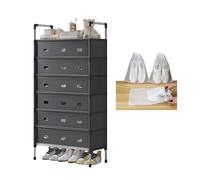 Zapatero Organizador con Puerta De Plástico, Estante Zapateros De 4/5/6/7 Niveles De Gran Capacidad, Estantería De Zapatos Metalico con Cubrezapatos, Estante Zapatera(Black,138 cm/54.33 in(7-Tier))