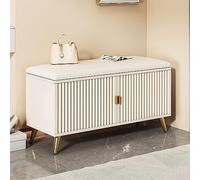 Zapatero Organizador de almacenamiento de zapatos con asiento, moderno y delgado gabinete for zapatos oculto con puertas, for tacones altos, entradas, pasillos, armarios(White Gold,120*50*30cm)