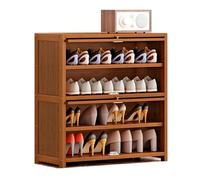 Zapatero Organizador de almacenamiento de zapatos independiente for entrada, gabinete de zapatos de bambú de gran capacidad con puerta abatible, gabinete de almacenamiento de zapatos moderno que ahorr
