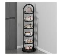 Zapatero - Organizador vertical de almacenamiento de metal estrecho y alto de 6 niveles para entrada, dormitorio o clóset, torre de esquina que ahorra espacio en acabado dorado