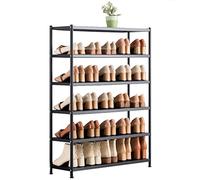 Zapatero para entrada, estante de zapatos de 6 niveles, de acero inoxidable, organizador de zapatos, estante de almacenamiento de pie con patas negras para almacenamiento de zapatos de armario
