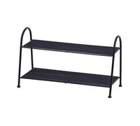 Zapatero para entrada, zapatero de 2 niveles, instalación sin metal, estante simple y resistente, organizador de almacenamiento, pequeño estante de zapatos de pie (negro)