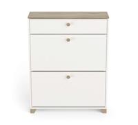 Zapatero pasillo o recibidor blanco mate y roble kronberg 81x104x24 cm