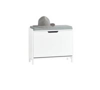 SoBuy Banco Zapatero con Asiento - Zapatero Recibidor para Entrada y Recibidor, Almacenaje para 4 Pares de Zapatos, 113kg de Carga, Diseño Moderno, Blanco, 60x24x52cm, FSR151-K-W