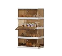 Zapatero plegable apilable con puertas, no requiere montaje, almacenamiento de plástico autoportante para entrada y dormitorio (tipo 1, 4 niveles, 4 rejillas)