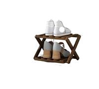 Zapatero plegable de 2 capas multifuncional que ahorra espacio para uso doméstico, diseño simple marrón oscuro y solución de almacenamiento elegante