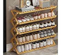 Zapatero plegable de bambú - Almacenamiento de zapatos de 5 niveles para interior/exterior/camping - Elegante color de tronco 100 cm - Diseño duradero que ahorra espacio para todo tipo de zapatos