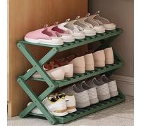 Zapatero plegable de bambú de 3, 4, 5, 6 niveles, multicapa, ahorro de espacio, almacenamiento en interiores y exteriores, color verde, 50 cm, perfecto para camping y nización en casa