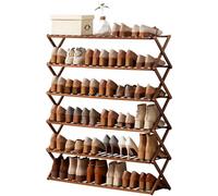 Zapatero plegable de bambú de varias capas para armarios, pasillos y sala de estar, estante vertical para zapatos que ahorra espacio (3 niveles, 50 cm)