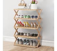 Zapatero plegable de bambú multicapa, almacenamiento de zapatos de madera, no requiere instalación, organizador económico para el hogar, ahorro de espacio, diseño plegable, estante para zapatos simple