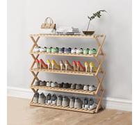 Zapatero plegable de bambú multicapa, estante de almacenamiento de zapatos de madera, no necesita instalación, diseño económico para ahorrar espacio en el hogar para un fácil almacenamiento