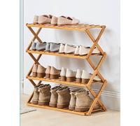 Zapatero plegable de bambú, multifuncional, de pie, para pasillo, dormitorio y jardín, solución de almacenamiento que ahorra espacio para zapatos y accesorios