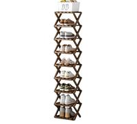 Zapatero plegable de bambú multifuncional para el hogar, entrada, pasillo, balcón, dormitorio, solución de almacenamiento elegante y que ahorra espacio