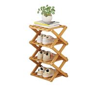 Zapatero plegable de bambú, organizador multifuncional para el hogar, pasillo, balcón, dormitorio, elegante solución de almacenamiento de zapatos de pie, diseño de ahorro de espacio para entrada