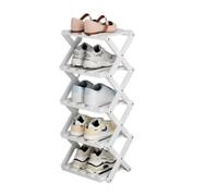 Zapatero Plegable pequeño, Zapatero Vertical Estrecho y Alto, Estantería Plegable de Bambú para Zapatos, Estanteria para Entrada, Armario, Dormitorio, Pasillo Natural, Funcional, Multifuncional
