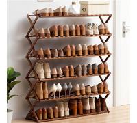 Zapatero plegable portátil, torre de almacenamiento de madera multicapa, estantes estrechos independientes para pasillo y dormitorio, zapatos que ahorran espacio