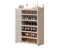 Zapatero portátil de bambú de 7 niveles, apilable, a prueba de polvo, para entrada, pasillo y armario, solución de almacenamiento que ahorra espacio (blanco, 70 x 23 x 108,3 cm)