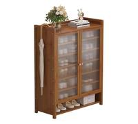 Zapatero portátil de bambú de 7 niveles con puertas, plegable y no requiere montaje, organizador de almacenamiento independiente para dormitorio, pasillo, armario, 60 x 32 x 115 cm