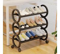 Zapatero portátil delgado de 4 niveles con ruedas, ahorro de espacio para entrada, pasillo, dormitorio, armario, color negro (18.1 x 22 pulgadas)