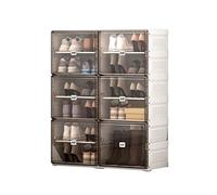 Zapatero portátil modular de plástico con puerta transparente, solución de almacenamiento de zapatos, estantes apilables para zapatos, sistema versátil de almacenamiento de calzado