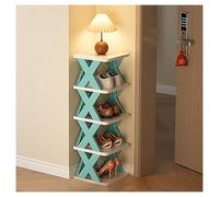 Zapatero portátil, no requiere instalación, diseño modular con espacio de 16 cm, perfecto para entrada o pasillo, tamaño mediano, color azul