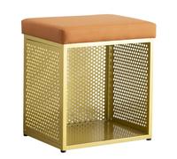 Zapatero que ahorra espacio con cojín de piel sintética, gran capacidad de almacenamiento, marco de hierro, banco tapizado para entrada y baño (naranja)