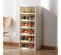 Zapatero que ahorra espacio, de plástico delgado, no necesita instalación, diseño modular para soluciones de almacenamiento de sala de estar y armario