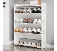 Zapatero que ahorra espacio, organizador de almacenamiento estrecho con deflector anticaídas, plástico de madera duradero, ideal para entrada, pasillo, sala de estar, dormitorio, 60 x 17 x 80 cm