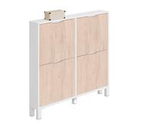 Zapatero recibidor pasillo estrecho color blanco y roble mary 98x97x17 cm