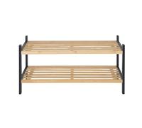 Zapatero Relaxdays, 2 x Ancho x Fondo: Aprox. 33 x 70 x 26 cm, bambú y Madera, Moderno, Natural/Negro