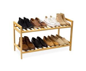 Zapatero Relaxdays, HxBxT: 40 x 69 x 27 cm, bambú, 2 Niveles, para 6 Pares de Zapatos, Estante apilable, Color Natural