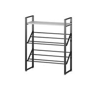 Zapatero simple zapatero organizador de 3 niveles estante de almacenamiento de zapatos ajustable estante de metal con estante de madera para entrada 45/60/31.5 in organizador de zapatero (negro 60 cm