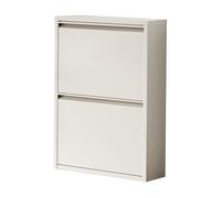 [en.casa] Zapatero de Pared Sokndal Organizador de Zapatos con 2 Puertas para 4 Pares Mueble de Calzados para Entrada Pasillo Metal 71 x 50 x 15 cm - Blanco Roto