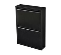 Zapatero sokndal con 2 puertas abatibles metal 71 x 50 x 15 cm negro [en.casa]