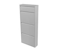 [en.casa] Zapatero de Pared Sokndal Organizador de Zapatos con 3 Puertas para 6 Pares y 1 Compartimento Pequeño Mueble de Calzados para Entrada Pasillo Metal 118 x 50 x 15 cm - Blanco
