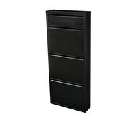 [en.casa] Zapatero de Pared Sokndal Organizador de Zapatos con 3 Puertas para 6 Pares y 1 Compartimento Pequeño Mueble de Calzados para Entrada Pasillo Metal 118 x 50 x 15 cm - Negro